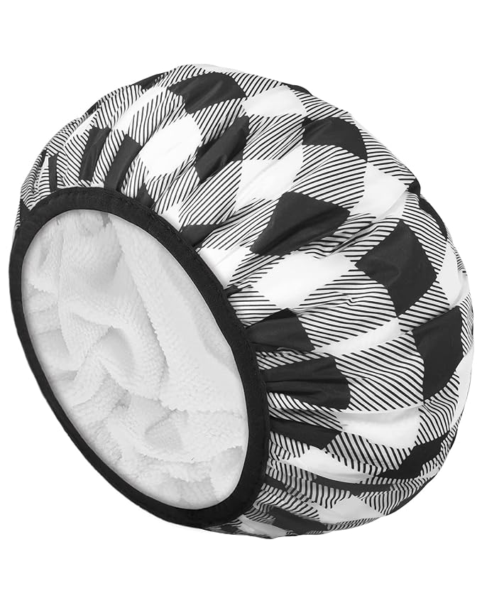 Auban Shower Cap, Shower Cap for Women Terry Cloth Lined EVA Exterior Reusable by Auban