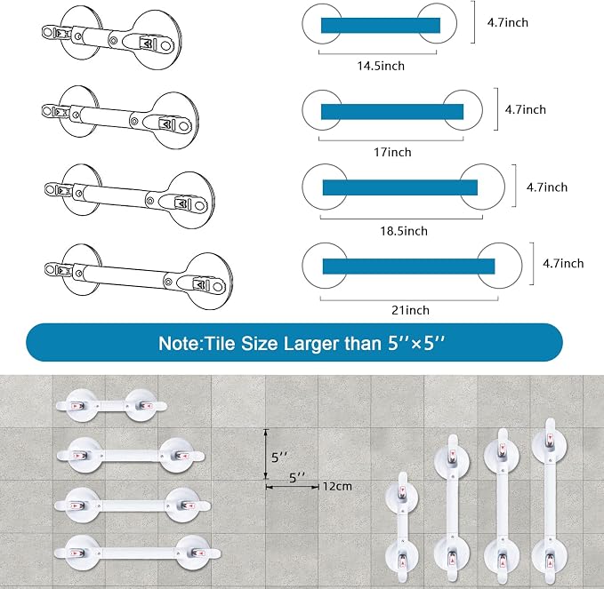 21inch Upgrade Suction Shower Grab Bar, Portable Shower Handle Bar Suction Grip - Image 4