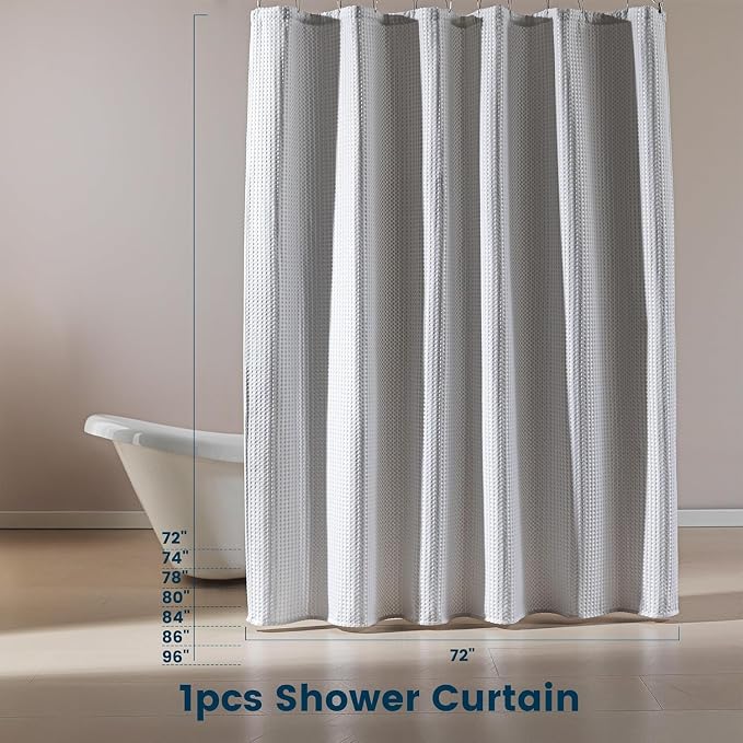 SLEEP ZONE Shower Curtain Liner, Waffle Shower Curtains - Image 6