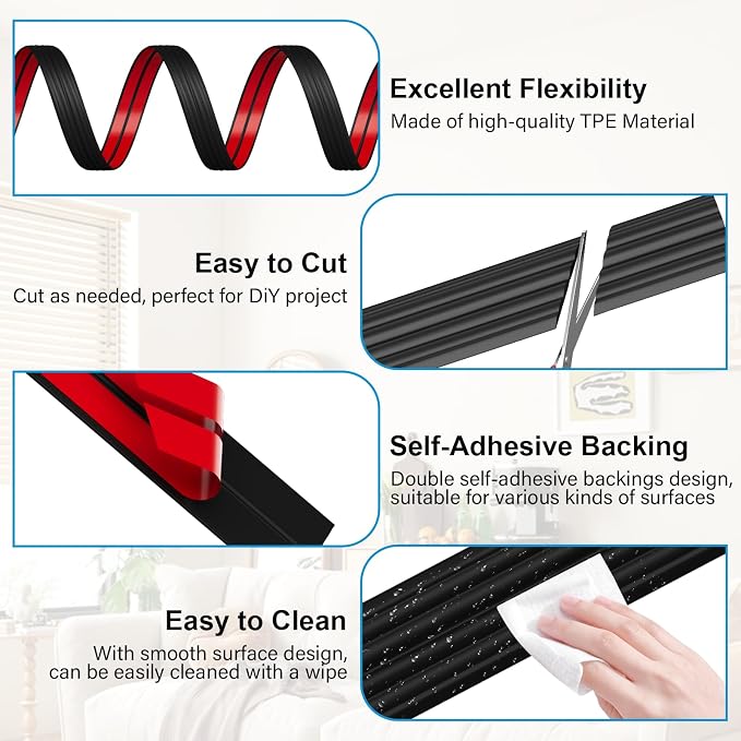 10FT Flexible Wall Corner Protector Moulding Trim, Peel and Stick Inside & - Image 4