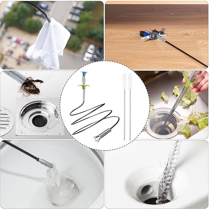 35.5inch Flexible Hair Drain Clog Remover Tool, 17.8inch Cleaning Brush - Image 7