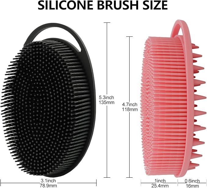 2 Pack Silicone Body Scrubber, Loofah Double-Sided Body Brush, Shower Scrubber - Image 5