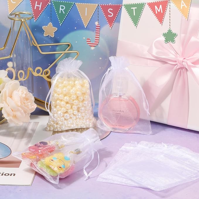 Hopttreely 100PCS Premium Sheer Organza Bags, 4x4.72 Jewelry Gift Bags - Image 5