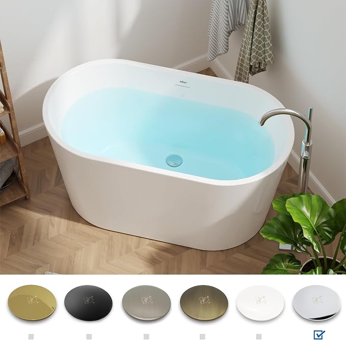 FerdY Shangri-La 47" Acrylic Freestanding Bathtub, Small Classic Oval Shape - Image 3
