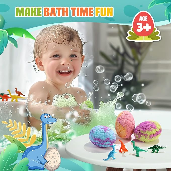 Bath Bombs for Kids with Dinosaur Toys Inside, 9 Pack Natural and Organic - Image 3