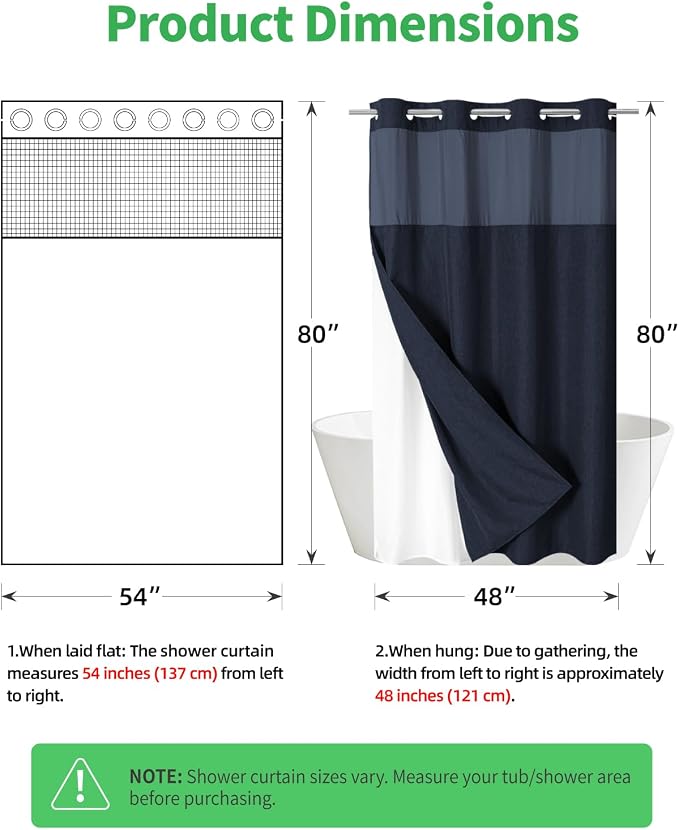 Stall No Hooks Needed Linen Textured Shower Curtain - Image 7
