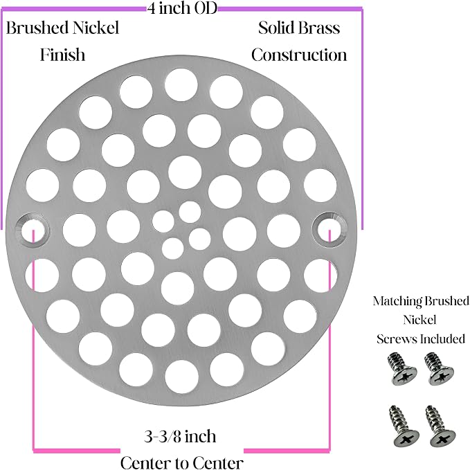 4inch Screw-in Drain Cover, Brushed Nickel Shower Drain Cover -Stainless Steel - Image 2