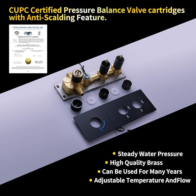 AYIVG 2 Way Pressure Balance Shower Diverter Mixing Valve Kit Digital Display - Image 7