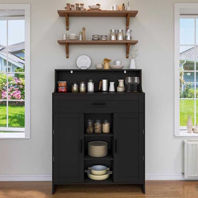 Storage Cabinet with Doors and Drawers, Kitchen Storage Cabinet with 1 Large - Image 2