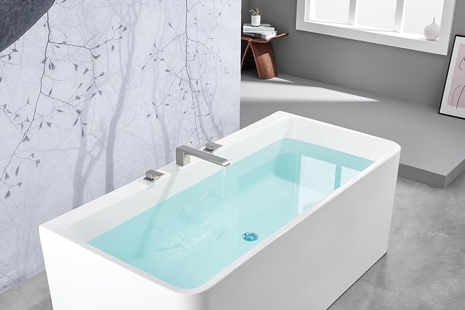 SITGES Minimalist Square-Shaped Bathtub Faucet, 2-Handle Widespread Roman Tub - Image 4