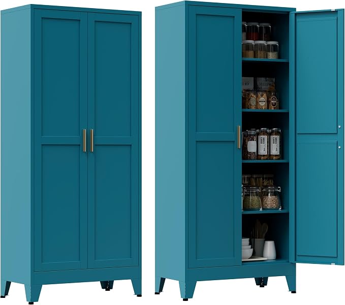 71” Tall Pantry Storage Cabinet, Kitchen Cabinets, Metal Cupboard by Unknown