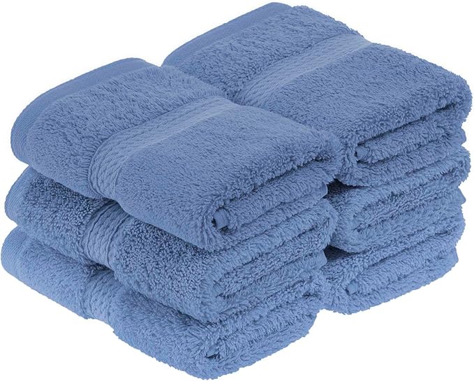 Superior Egyptian Cotton Pile Face Towel/Washcloth Set of 6, Ultra Soft Luxury - Image 2