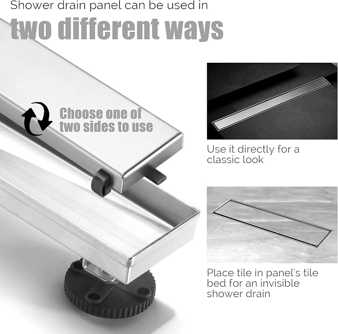 HEATGENE Linear Shower Drain 36-Inch, Stainless Steel Rectangle Shower Floor - Image 4