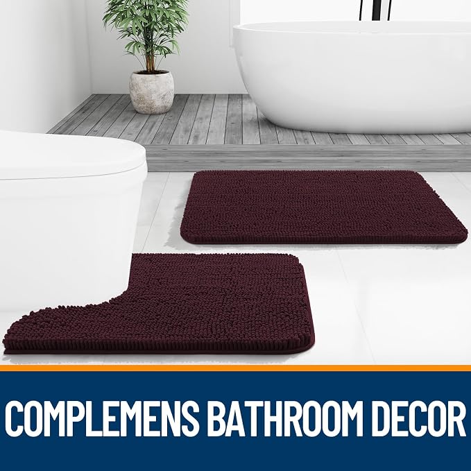 OLANLY Bathroom Rugs 44x24, Extra Soft Absorbent Chenille Bath Rugs, Rubber - Image 7