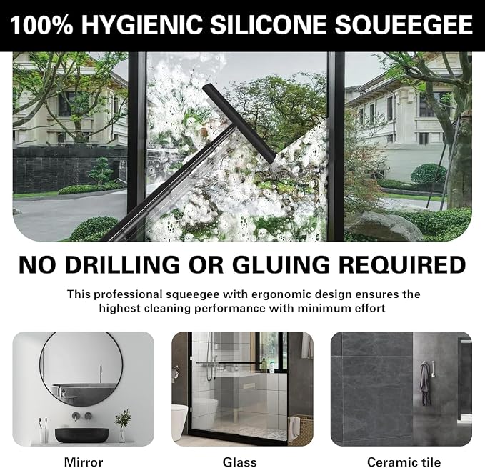 Professional Shower Squeegee for Glass Doors, 12 Inch Squeegee for Shower Glass - Image 3