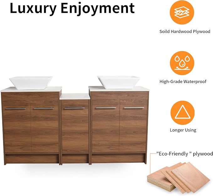 60 Inch Bathroom Vanity with Sink, Mordern Bathroom Vanity, Single Sink - Image 7