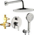 Brushed Nickel Shower Faucet Set, Wall Mount Rain Shower System 10 Inches by LAVATRUM
