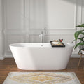 63 Inch Freestanding Bathtub White Acrylic Roll Top Soaking Tub by Yurshen