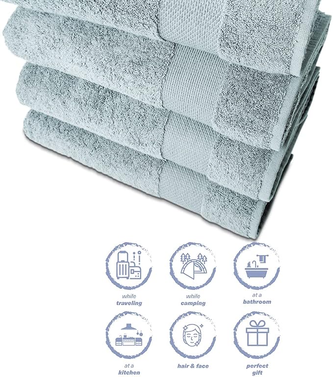 Hencely Premium Bath Towel Set of 4-28x58 Inches - Image 6