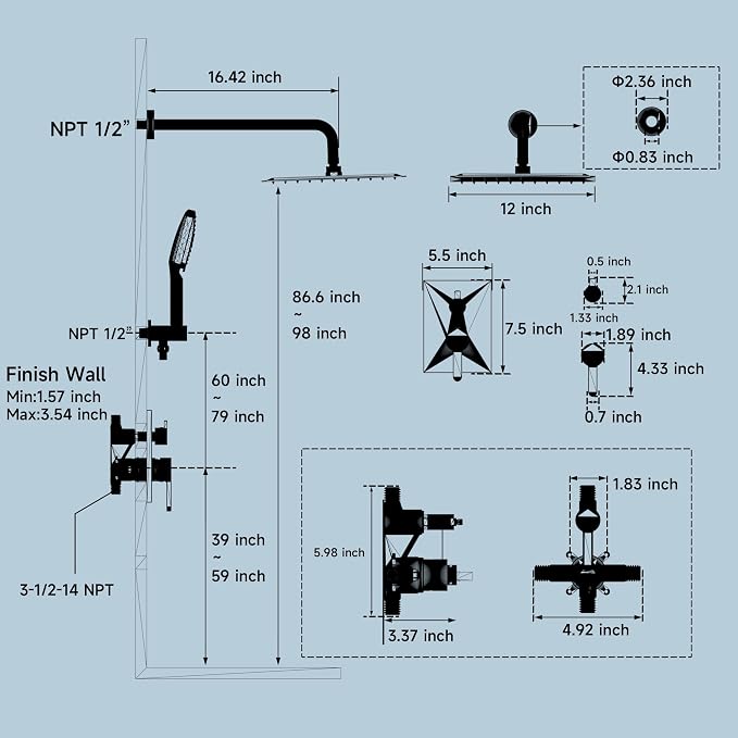 Shower Faucet Set Wall Mounted Shower head - Image 9