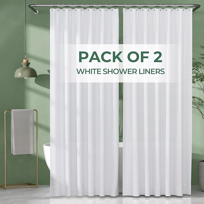 AmazerBath Shower Curtain Liner 2 Pack, 72 x 96 Inches Extra Long PEVA Plastic by AmazerBath