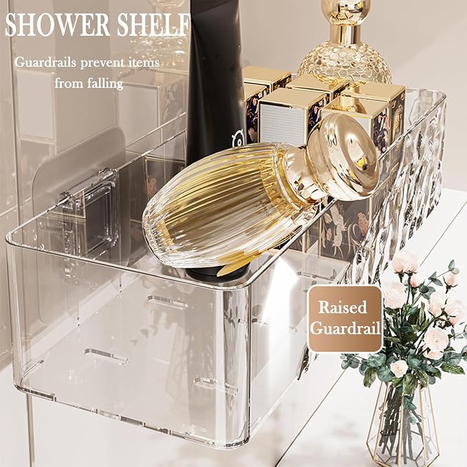 4 Pack Wall Mounted Bathroom Caddy Organizer, Adhesive Shower Shelf - Image 4