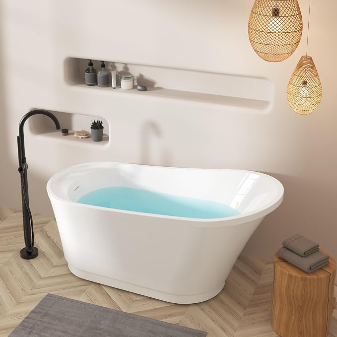 FerdY Langkawi 59" Acrylic Freestanding Bathtub, cUPC Certified, Brushed Nickel - Image 2