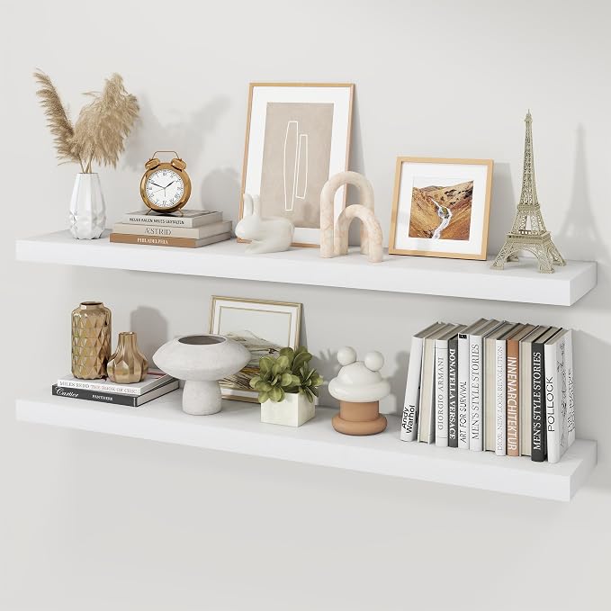 Floating Shelves for Wall, 9.3" Deep Wall Mounted Wood Shelves for Bathroom by Unknown
