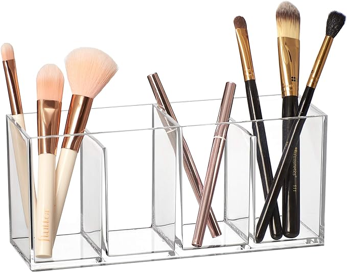 Amazing Abby - Glamour - Acrylic 4-Compartment Makeup Organizer, Transparent by AmazingAbby