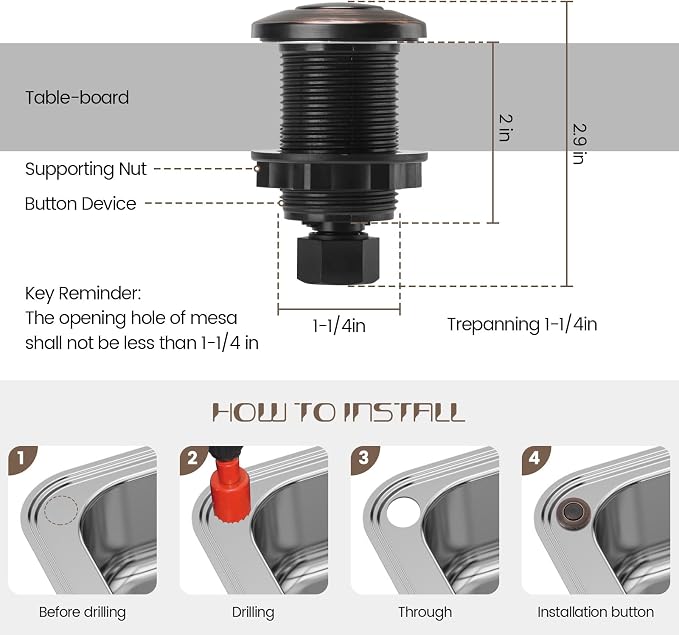 Garbage Disposal Air Switch Kit Sink Top Waste Disposal Stainless Steel Oil - Image 5