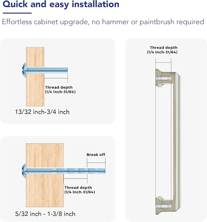 Ravinte Hardware 5 Pack Brushed Nickel Cabinet Pulls, 5 Inch Hole Center Zinc - Image 3