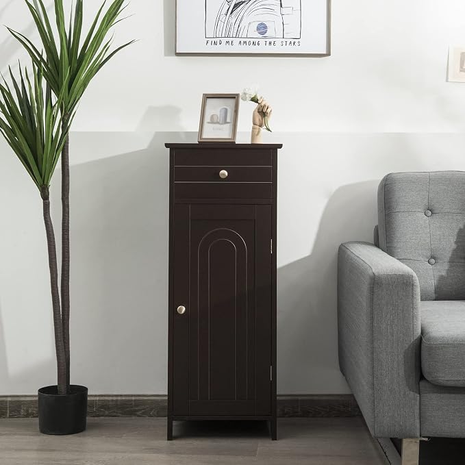 DORTALA Bathroom Floor Cabinet, Free-Standing Wooden Floor Storage Cabinet - Image 8
