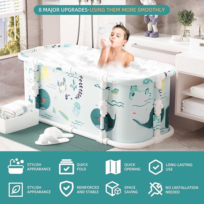 Portable Bathtub, 47“ Foldable Bathtub-Installation Free, 7 Layers Thicken - Image 7