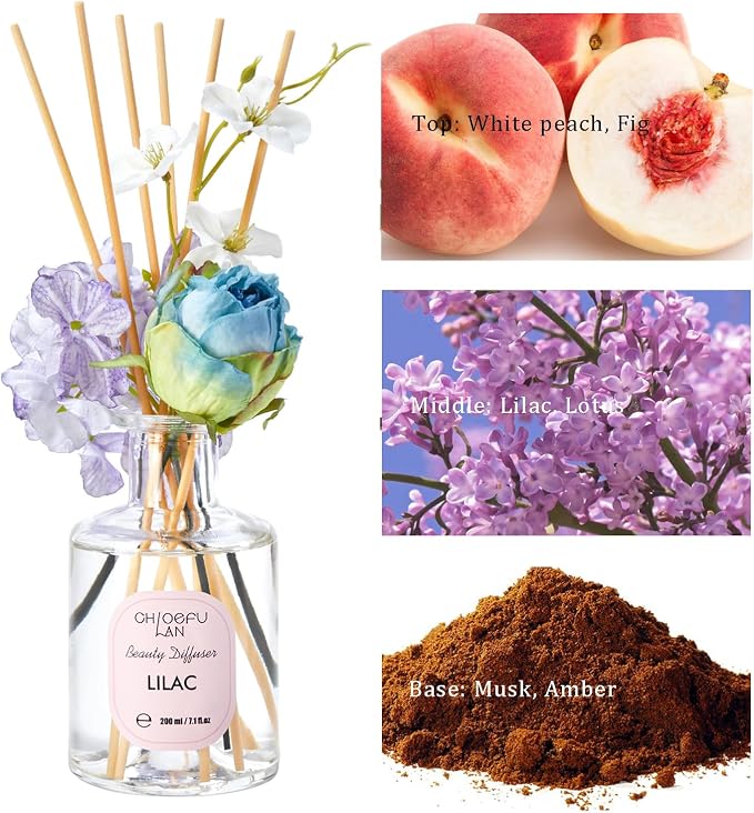 Chloefu Lan Lilac Reéd Diffuser Oil, 6.7 oz Refreshing Natural Essential - Image 3