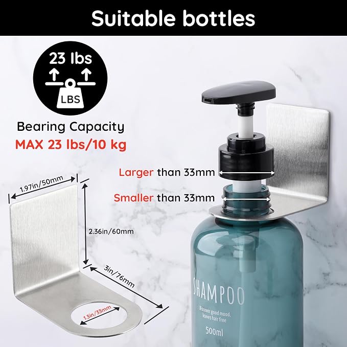 Segbeauty 3 Pcs Stainless Soap Bottle Dispenser Holder, Dia 1.3in 3.3cm - Image 2