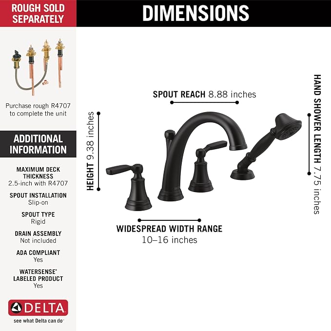 Delta Woodhurst Roman Tub Faucet - Image 4