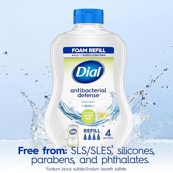 Dial Antibacterial Defense Foaming Hand Soap + Aloe, Soothing White Tea - Image 5