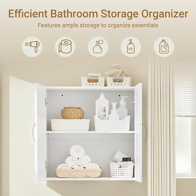 SoBuy Wall Cabinet Laundry Room Kitchen, Wall Mounted Storage Cabinet, Medicine - Image 4