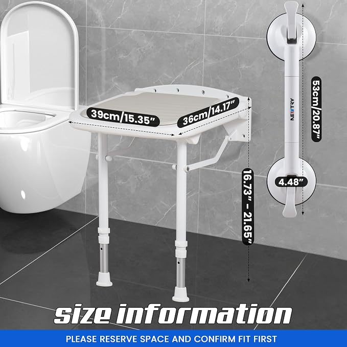 NEWTRY Wall Mounted Shower Seats - Image 3
