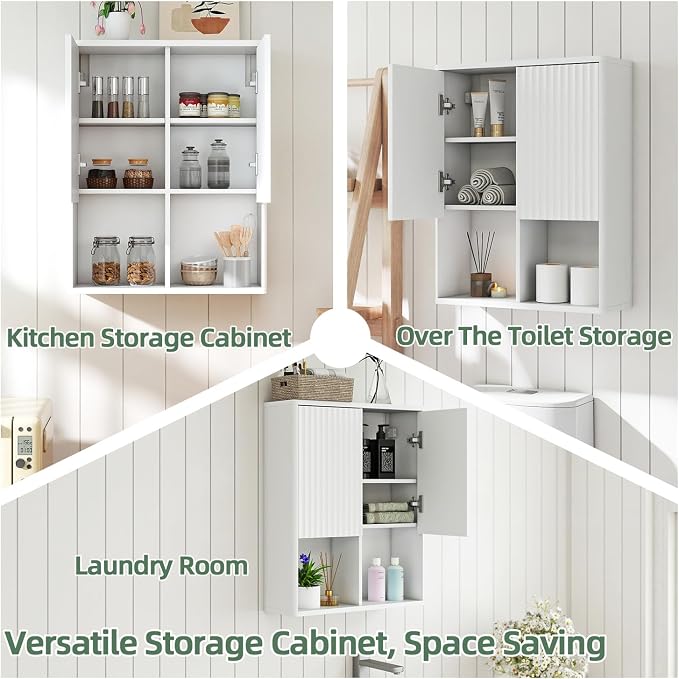 Bathroom Wall Cabinet, Over The Toilet Storage Cabinet, Curved Laundry Cabinet - Image 8