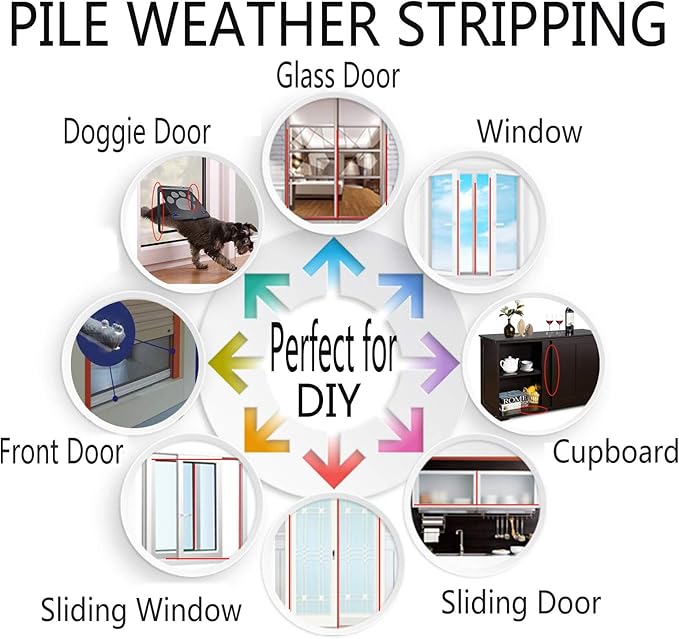 Weather Stripping Brush for Sliding Windows/Doors Frame Side, Pile Self - Image 4