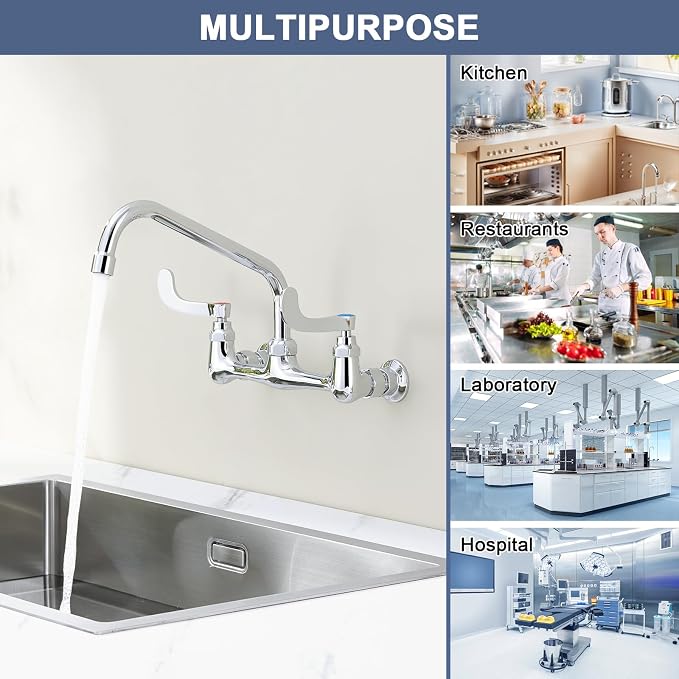 Wall Mount Commercial Sink Faucet Long Handles Wall Mounted Kitchen Faucet 8 - Image 6
