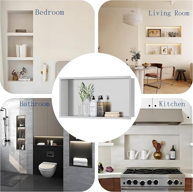 Neodrain Recessed Shower Niche Shelf Stainless Bathroom Cabinet Shelf, Inner - Image 7