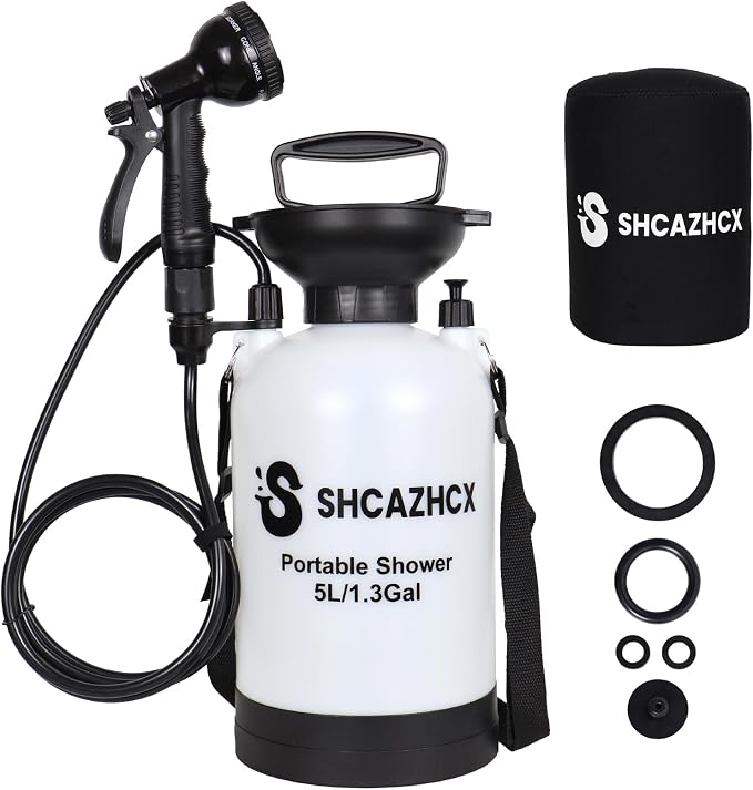 1.3 Gallon/5L Portable Outdoor Shower, 10 Spray Modes, No Power Needed by Unknown