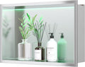18X12 RGB Shower Niche, Brushed Nickel Stainless Steel LED Wall Niche, No Tile by Unknown