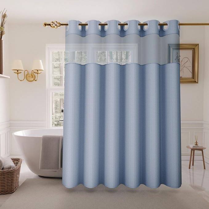Inhousolu Extra Long No Hook Shower Curtain by INHOUSOLUHOMEDECOR