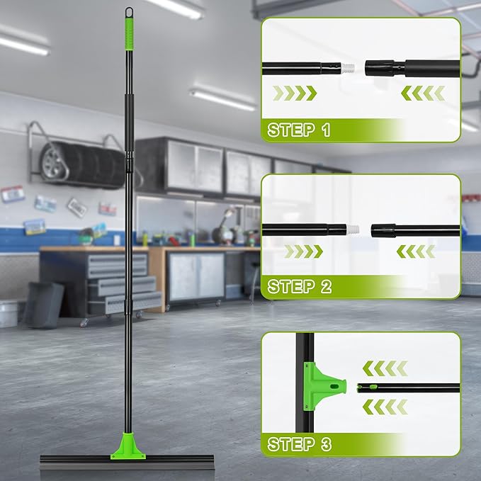 Rubber Floor Squeegee with 24” Heavy Duty Silicone Rubber Scraper Head and 60” - Image 2