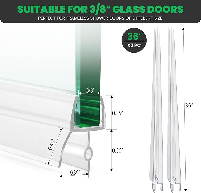 Bathroom Shower Door Seal Strip, PVC Transparent Shower Door Seal Strip - Image 2