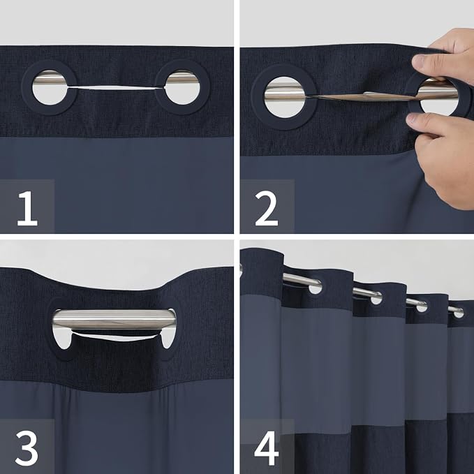 Stall No Hooks Needed Linen Textured Shower Curtain - Image 5