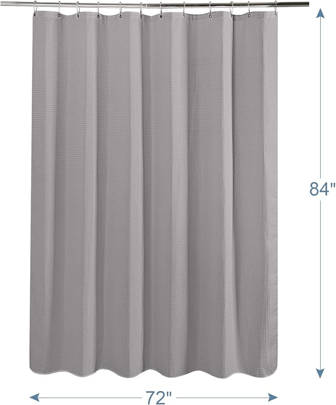 AmazerBath Extra Long Shower Curtain Waffle, Heavy Duty Fabric Shower Curtains - Image 6